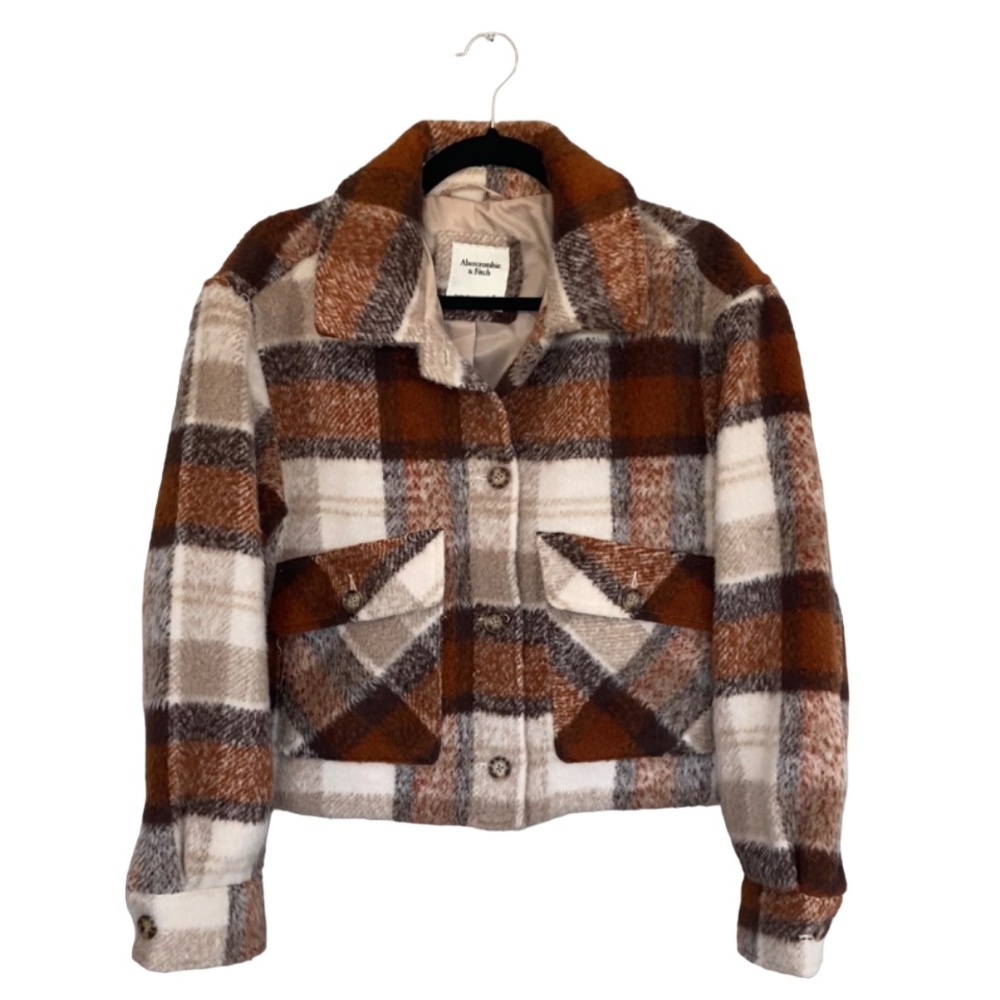 Abercrombie & Fitch Plaid Jacket in Brown and Cream